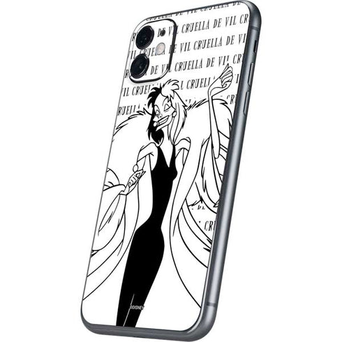 Disney Villains Cruella de Vil Black and White iPhone 11 Skin