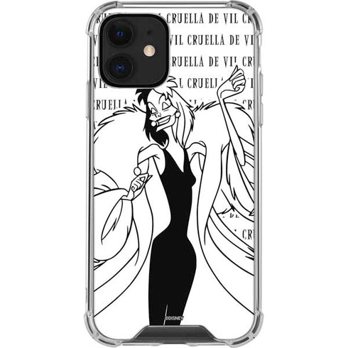 Disney Villains Cruella de Vil Black and White iPhone 12 Clear Case