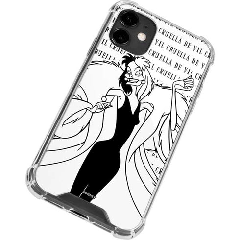 Disney Villains Cruella de Vil Black and White iPhone 12 Clear Case