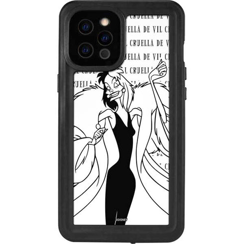 Disney Villains Cruella de Vil Black and White iPhone 12 Pro Max Waterproof Case