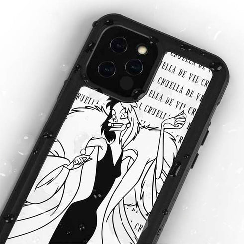 Disney Villains Cruella de Vil Black and White iPhone 12 Pro Max Waterproof Case