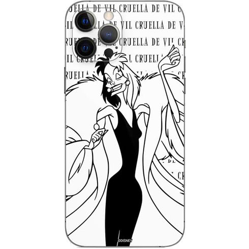 Disney Villains Cruella de Vil Black and White iPhone 12 Pro Skin