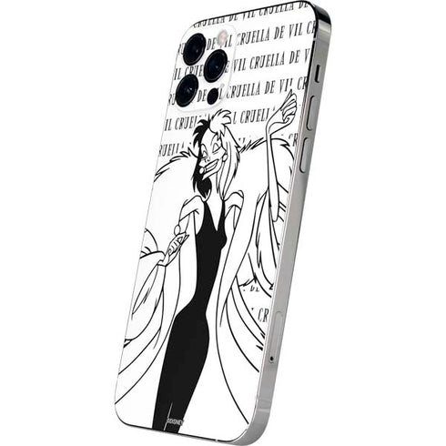 Disney Villains Cruella de Vil Black and White iPhone 12 Pro Skin