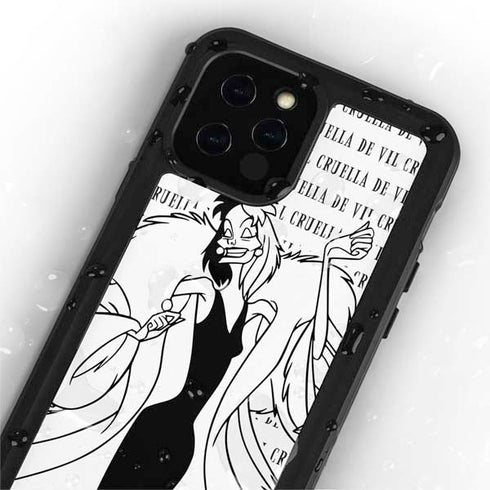 Disney Villains Cruella de Vil Black and White iPhone 12 Pro Waterproof Case