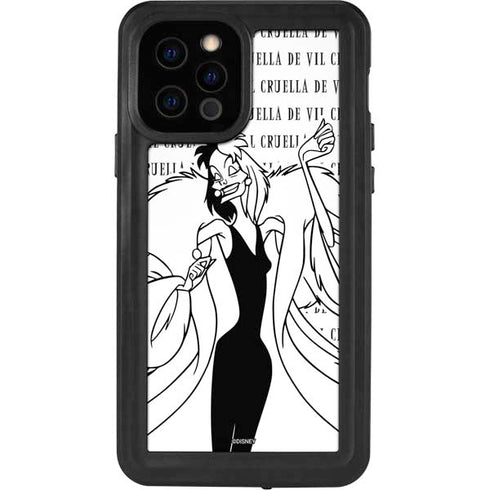 Disney Villains Cruella de Vil Black and White iPhone 12 Pro Waterproof Case