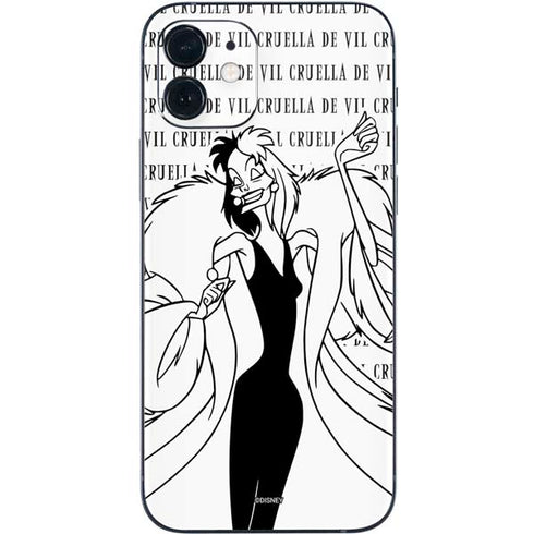 Disney Villains Cruella de Vil Black and White iPhone 12 Skin
