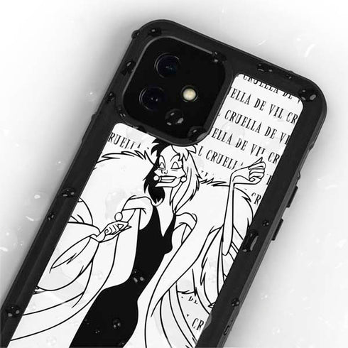 Disney Villains Cruella de Vil Black and White iPhone 12 Waterproof Case