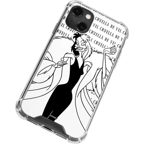 Disney Villains Cruella de Vil Black and White iPhone 13 Mini Clear Case