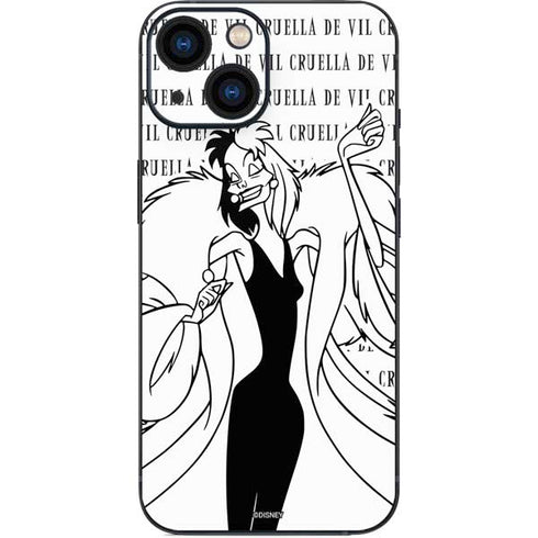 Disney Villains Cruella de Vil Black and White iPhone 13 Mini Skin