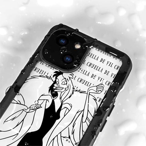 Disney Villains Cruella de Vil Black and White iPhone 13 Mini Waterproof Case