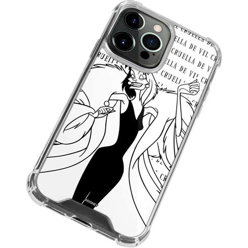 Disney Villains Cruella de Vil Black and White iPhone 13 Pro Max Clear Case