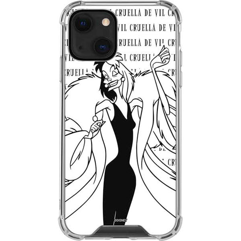 Disney Villains Cruella de Vil Black and White iPhone 14 Clear Case