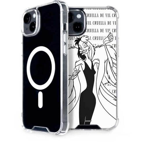 Disney Villains Cruella de Vil Black and White iPhone 15 MagSafe Case