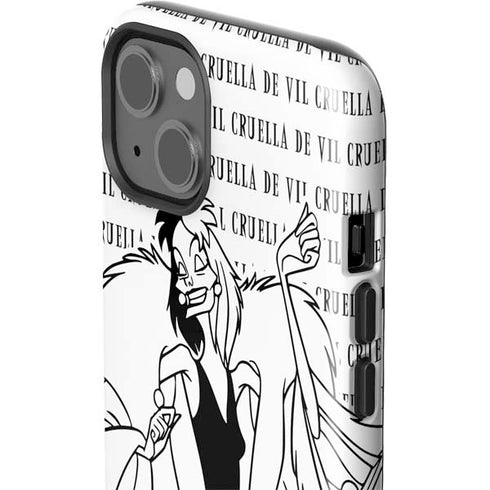 Disney Villains Cruella de Vil Black and White iPhone 15 Impact Case