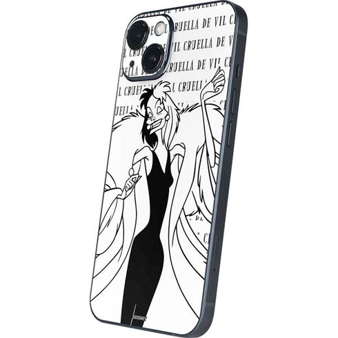 Disney Villains Cruella de Vil Black and White iPhone 15 Plus Skin