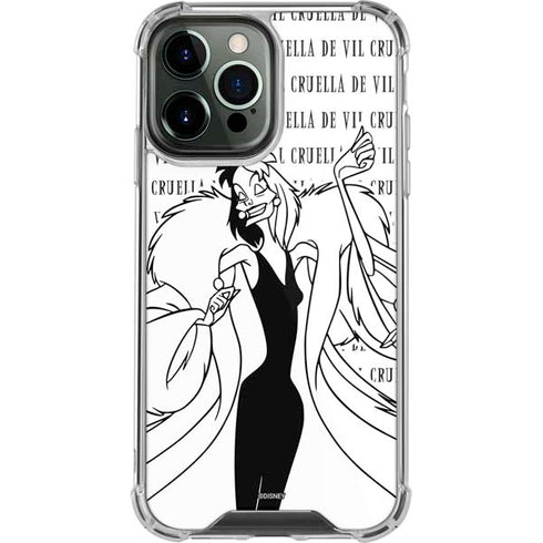 Disney Villains Cruella de Vil Black and White iPhone 14 Pro Max Clear Case