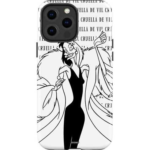 Disney Villains Cruella de Vil Black and White iPhone 15 Pro Max Impact Case