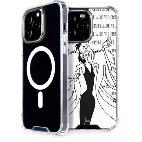 Disney Villains Cruella de Vil Black and White iPhone 14 Pro Max MagSafe Case