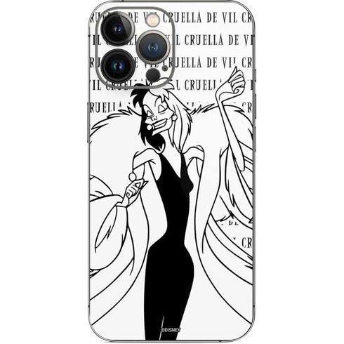 Disney Villains Cruella de Vil Black and White iPhone 14 Pro Max Skin