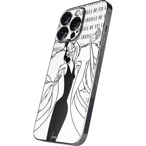 Disney Villains Cruella de Vil Black and White iPhone 15 Pro Skin