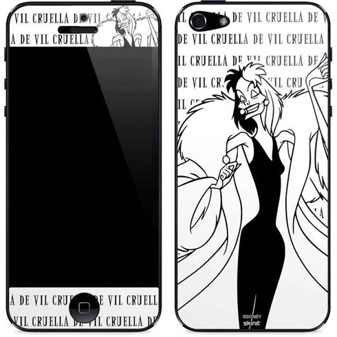Disney Villains Cruella de Vil Black and White iPhone 5/5s/5SE Skin