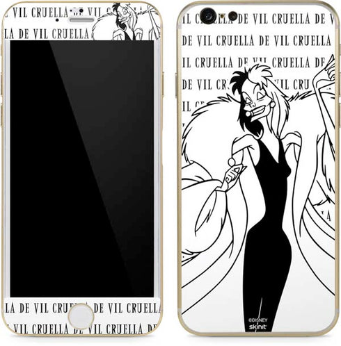 Disney Villains Cruella de Vil Black and White iPhone 6/6s Skin