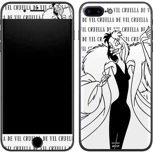 Disney Villains Cruella de Vil Black and White iPhone 8 Plus Skin