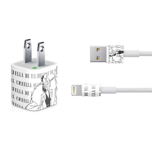 Disney Villains Cruella de Vil Black and White iPhone Charger (5W USB) Skin