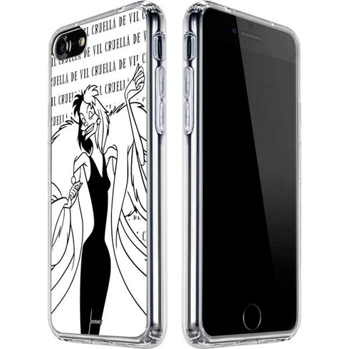 Disney Villains Cruella de Vil Black and White iPhone SE (2nd & 3rd Gen) Clear Case