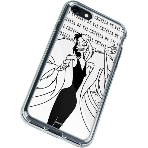 Disney Villains Cruella de Vil Black and White iPhone SE (2nd & 3rd Gen) Clear Case