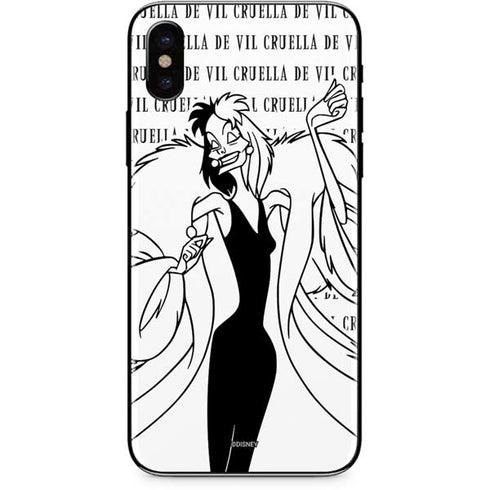 Disney Villains Cruella de Vil Black and White iPhone X Skin
