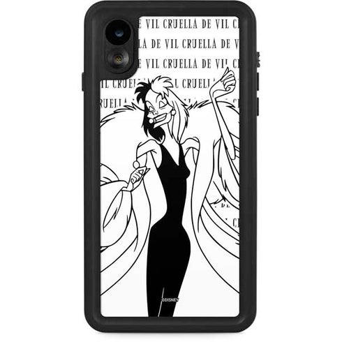 Disney Villains Cruella de Vil Black and White iPhone XR Waterproof Case