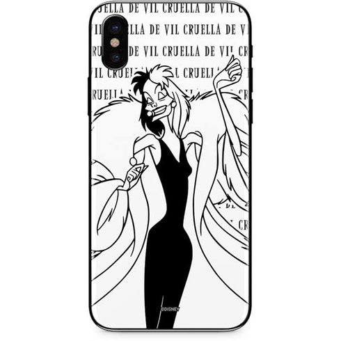 Disney Villains Cruella de Vil Black and White iPhone XS Skin