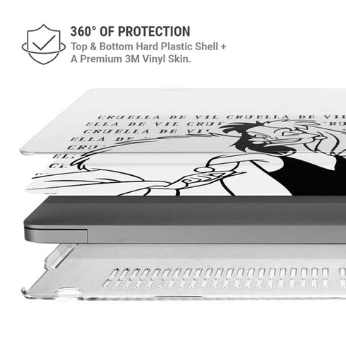 Disney Villains Cruella de Vil Black and White MacBook Pro 16in (2021-25) Case plus Skin