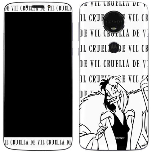 Disney Villains Cruella de Vil Black and White Moto E5 Plus Skin