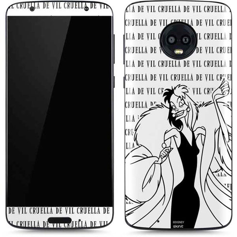 Disney Villains Cruella de Vil Black and White Moto G6 Skin
