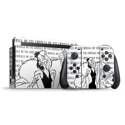 Disney Villains Cruella de Vil Black and White Nintendo Switch Bundle Skin
