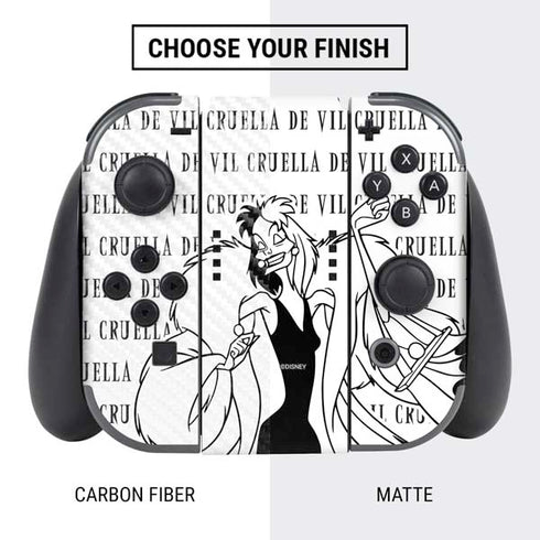 Disney Villains Cruella de Vil Black and White Nintendo Switch Bundle Skin