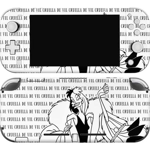 Disney Villains Cruella de Vil Black and White Nintendo Switch Lite Skin