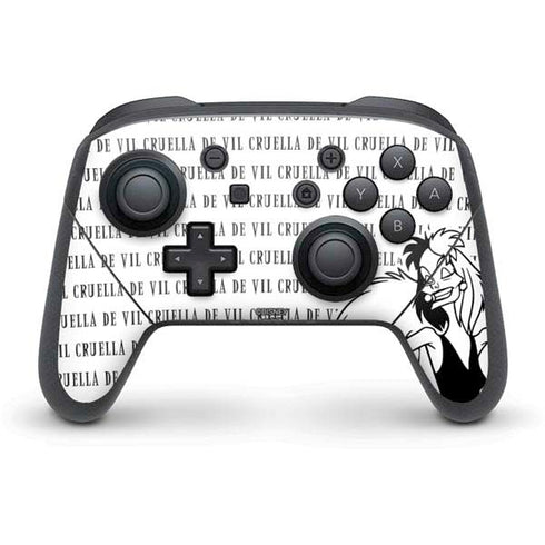 Disney Villains Cruella de Vil Black and White Nintendo Switch Pro Controller Skin