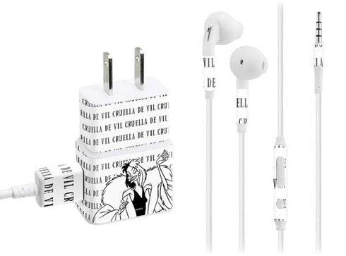Disney Villains Cruella de Vil Black and White Phone Charger Skin