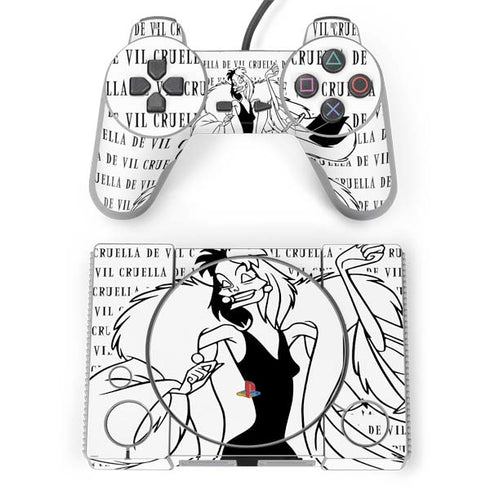Disney Villains Cruella de Vil Black and White PlayStation Classic Bundle Skin