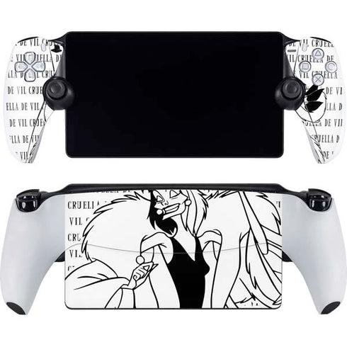 Disney Villains Cruella de Vil Black and White PlayStation Portal Remote Player Skin