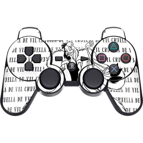 Disney Villains Cruella de Vil Black and White PS3 Dual Shock wireless controller Skin