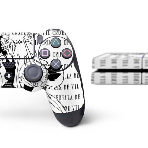 Disney Villains Cruella de Vil Black and White PS4 Console and Controller Bundle Skin