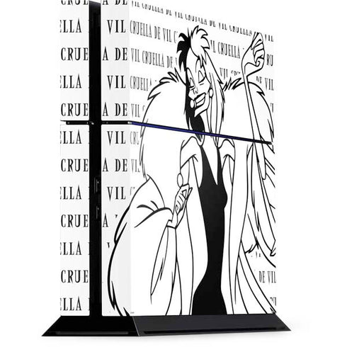 Disney Villains Cruella de Vil Black and White PS4 Console Skin