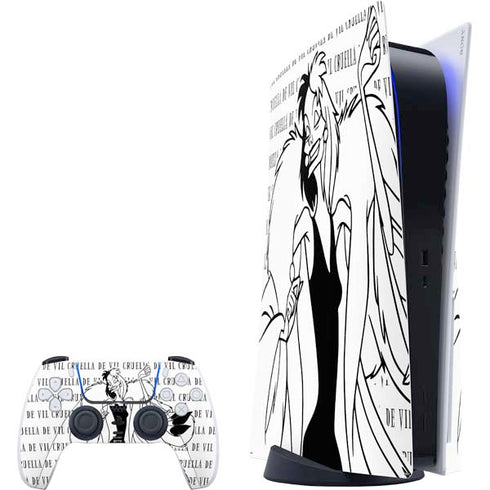 Disney Villains Cruella de Vil Black and White PS5 Bundle Skin
