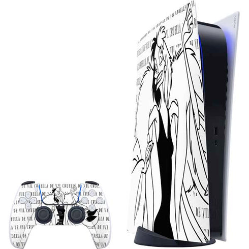 Disney Villains Cruella de Vil Black and White PS5 Digital Edition Bundle Skin