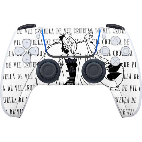 Disney Villains Cruella de Vil Black and White PS5 Controller Skin