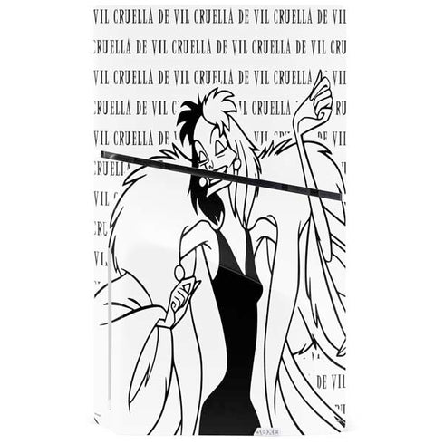 Disney Villains Cruella de Vil Black and White PS5 Slim Disk Console Skin
